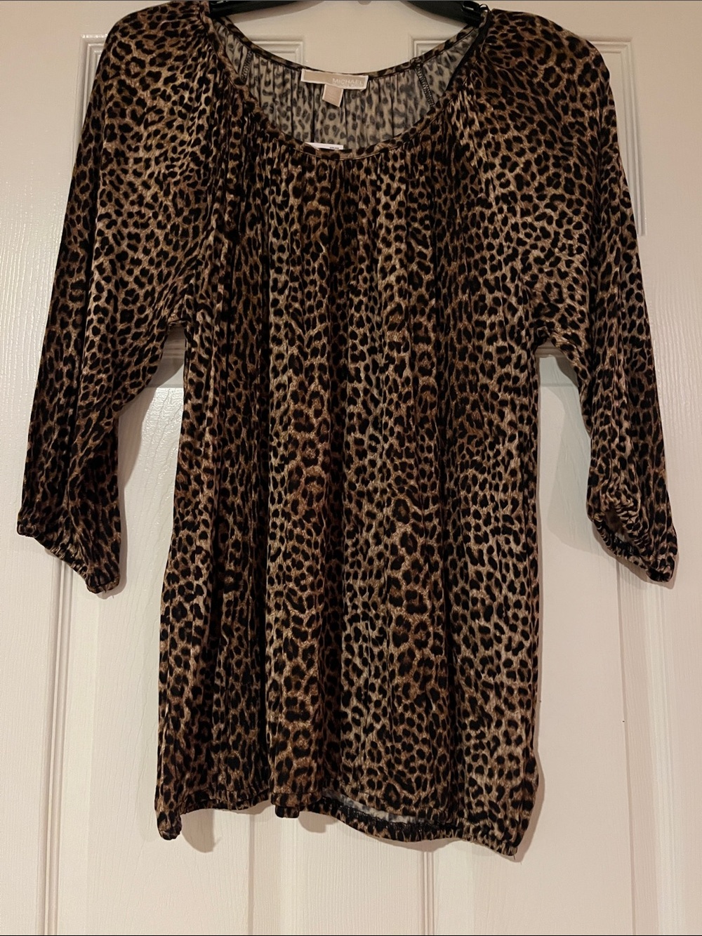 MICHAEL Michael Kors Leopard Print Scoop Neck Blouse